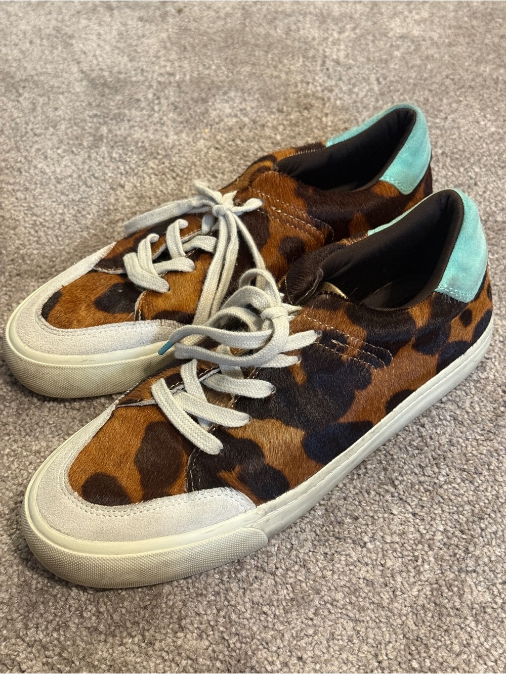 Louise et Cie Leopard Print Low-Top Sneakers with Mint Heel